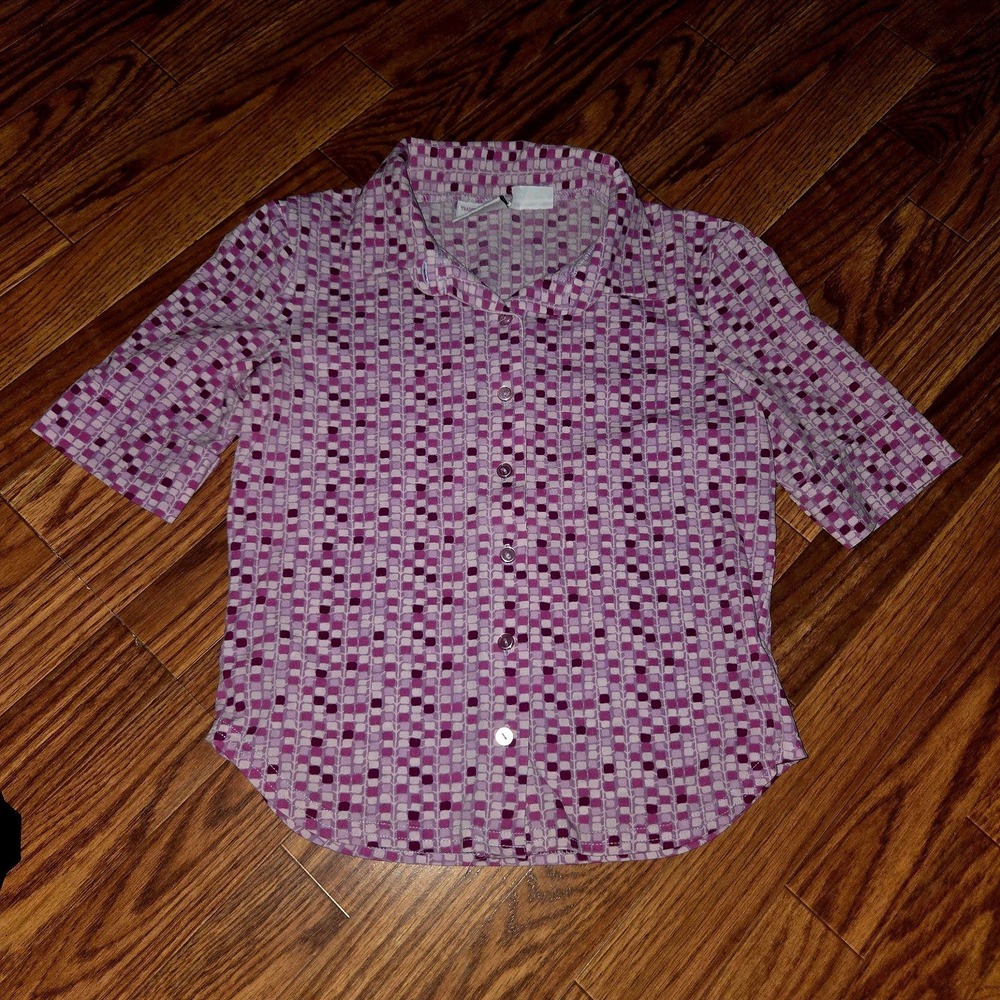 Y2K Geometric Jr-s.com Cyber Generation Button-up Blouse